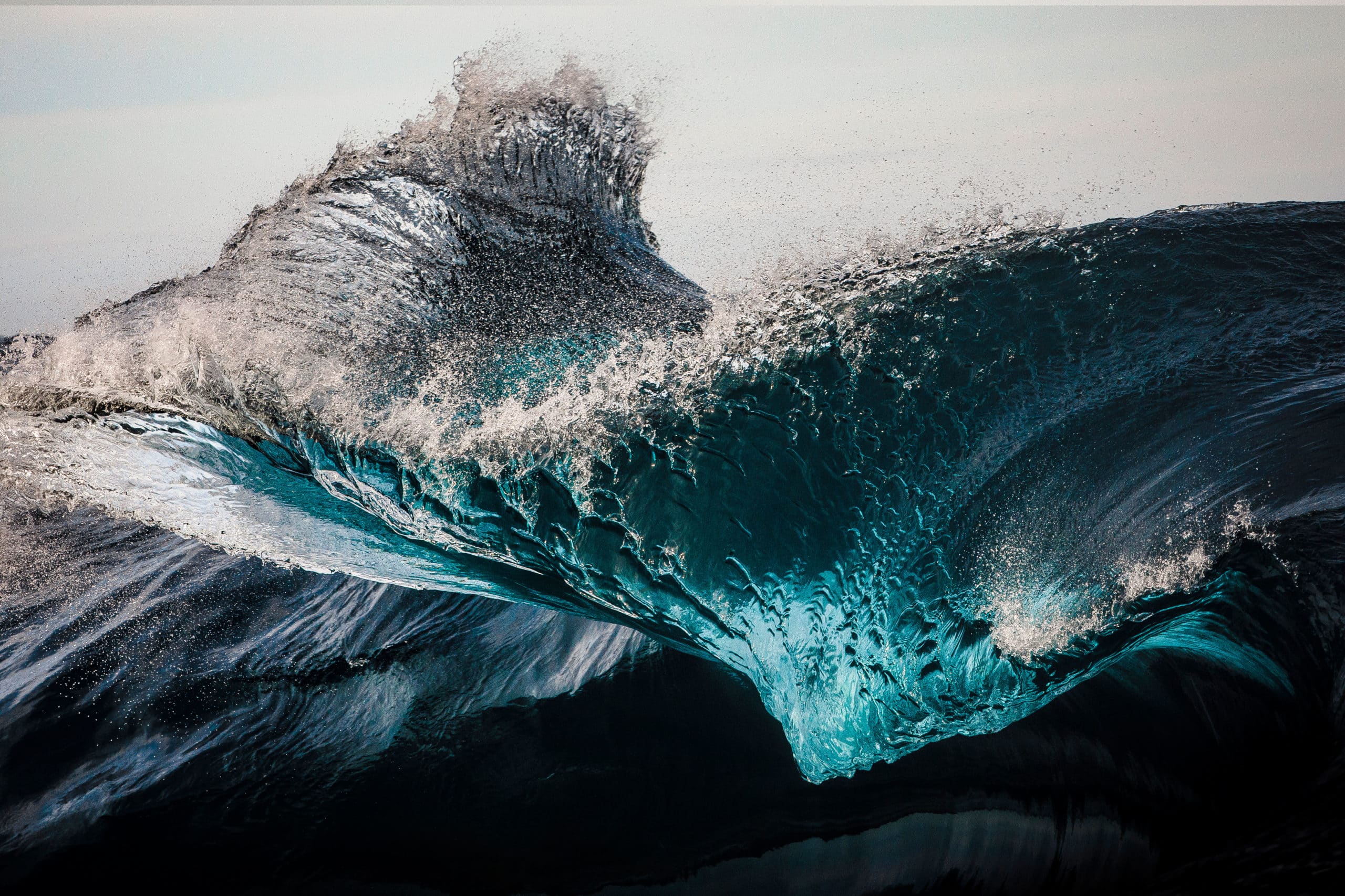 Brutal ocean waves collides.