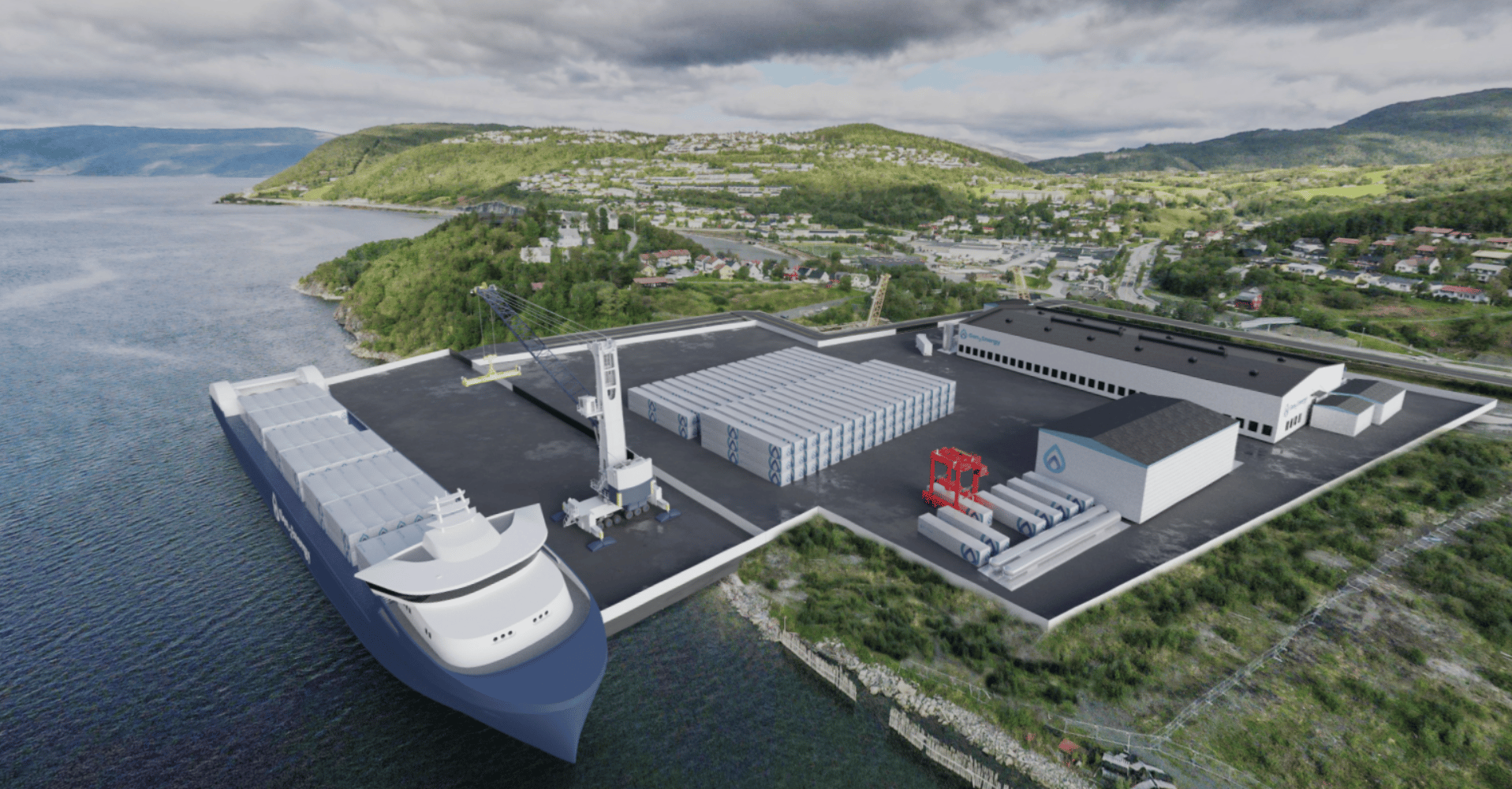 Harbor delivering green hydrogen - illustrative drawing